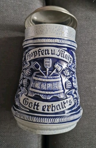 Bierkrug mit zinndeckel - mit,