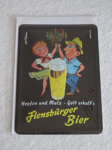 Flensburger bier blechschild - bier,