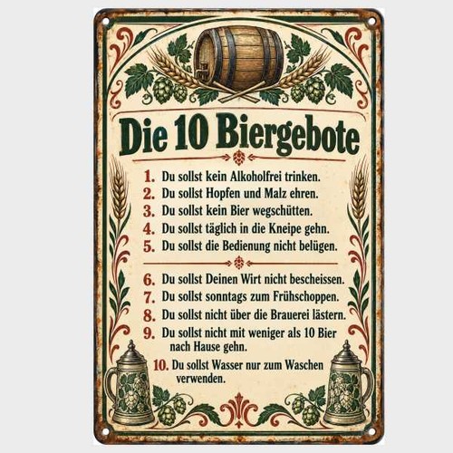 Blechschild die biergebote - 10,